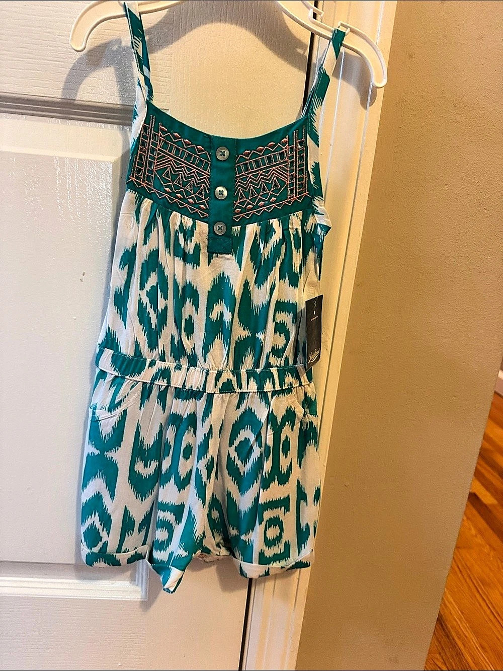 Lucky Brand Blue & White Printed Romper NWT